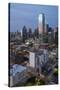 USA, Texas, Dallas. Overview of downtown Dallas from Reunion Tower at night.-Brent Bergherm-Stretched Canvas