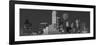 USA, Texas, Dallas, Panoramic view of an urban skyline at night BW, Black and White-null-Framed Photographic Print