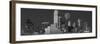 USA, Texas, Dallas, Panoramic view of an urban skyline at night BW, Black and White-null-Framed Photographic Print