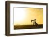USA, Texas. Martin County, Pumpjack on cotton field at sunset-Alison Jones-Framed Photographic Print