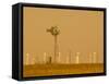 USA, Texas, Near Amarillo, Route 66, Old Windpump and Modern Wind Turbines-Alan Copson-Framed Stretched Canvas