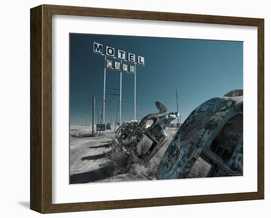 USA, Texas, Route 66, Conway Bug Ranch, Made of VW Beetles-Alan Copson-Framed Photographic Print