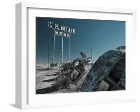 USA, Texas, Route 66, Conway Bug Ranch, Made of VW Beetles-Alan Copson-Framed Photographic Print