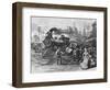 USA Train in Street 1885-null-Framed Art Print