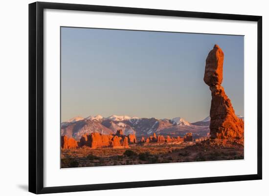 USA, Utah, Arches Balanced Rock and La Sal Mountains at Sunset-Jamie & Judy Wild-Framed Photographic Print