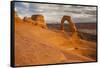 USA, Utah, Arches National Park. Delicate Arch at Sunset-Cathy & Gordon Illg-Framed Stretched Canvas