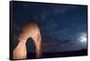 USA, Utah, Arches National Park, Delicate Arch, Night Photography, Moonlight-Catharina Lux-Framed Stretched Canvas