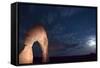 USA, Utah, Arches National Park, Delicate Arch, Night Photography, Moonlight-Catharina Lux-Framed Stretched Canvas