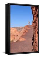 USA, Utah, Arches National Park, Trail, Hiker-Catharina Lux-Framed Stretched Canvas