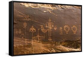 USA, Utah, Bears Ears National Monument. Wolfman Panel of petroglyphs in Butler Wash.-Jaynes Gallery-Framed Stretched Canvas