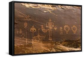 USA, Utah, Bears Ears National Monument. Wolfman Panel of petroglyphs in Butler Wash.-Jaynes Gallery-Framed Stretched Canvas