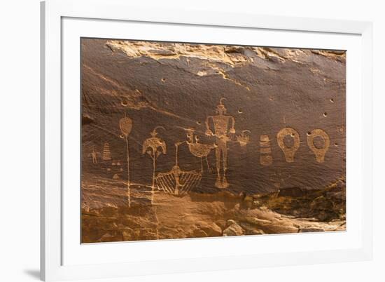 USA, Utah, Bears Ears National Monument. Wolfman Panel of petroglyphs in Butler Wash.-Jaynes Gallery-Framed Photographic Print