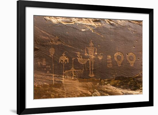 USA, Utah, Bears Ears National Monument. Wolfman Panel of petroglyphs in Butler Wash.-Jaynes Gallery-Framed Photographic Print