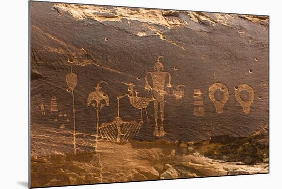 USA, Utah, Bears Ears National Monument. Wolfman Panel of petroglyphs in Butler Wash.-Jaynes Gallery-Mounted Photographic Print