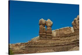 USA, Utah. Bluff, Twin Rocks-Bernard Friel-Stretched Canvas