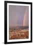 Usa, Utah, Bryce Canyon National Park. Double rainbow and hoodoos at dusk. Bryce Amphitheater-Merrill Images-Framed Photographic Print