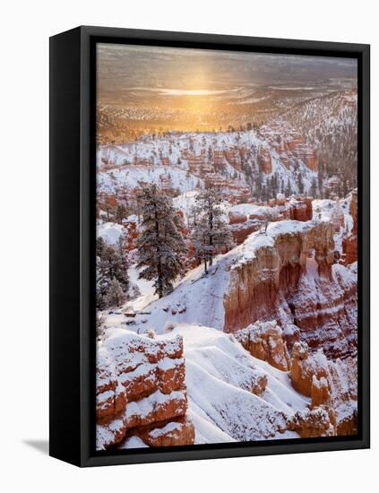USA, Utah, Bryce Canyon National Park, Sunrise from Sunrise Point after Fresh Snowfall-Ann Collins-Framed Stretched Canvas