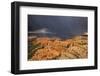 USA, Utah, Bryce Canyon National Park. Sunrise on storm clouds and sandstone hoodoo formations.-Jaynes Gallery-Framed Photographic Print