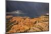USA, Utah, Bryce Canyon National Park. Sunrise on storm clouds and sandstone hoodoo formations.-Jaynes Gallery-Mounted Photographic Print