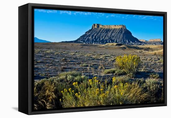 USA, Utah, Caineville, Factory Butte from Coal Mine Road-Bernard Friel-Framed Stretched Canvas