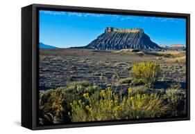 USA, Utah, Caineville, Factory Butte from Coal Mine Road-Bernard Friel-Framed Stretched Canvas