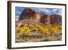 USA, Utah, Capitol Reef, Cottonwood Trees and Waterpocket Fold-Jamie & Judy Wild-Framed Photographic Print