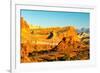 USA, Utah, Capitol Reef National Park. Eroded rock formations and mountain.-Jaynes Gallery-Framed Photographic Print