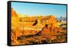 USA, Utah, Capitol Reef National Park. Eroded rock formations and mountain.-Jaynes Gallery-Framed Stretched Canvas