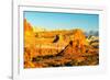 USA, Utah, Capitol Reef National Park. Eroded rock formations and mountain.-Jaynes Gallery-Framed Photographic Print