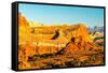 USA, Utah, Capitol Reef National Park. Eroded rock formations and mountain.-Jaynes Gallery-Framed Stretched Canvas