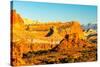 USA, Utah, Capitol Reef National Park. Eroded rock formations and mountain.-Jaynes Gallery-Stretched Canvas