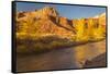 USA, Utah, Capitol Reef NP. The Castle formation and Fremont River.-Jaynes Gallery-Framed Stretched Canvas