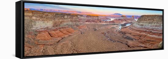 Usa, Utah, Glen Canyon National Recreation Area, Lake Powell, Gunsight Bay at Dusk from Romana Mesa-Alan Copson-Framed Stretched Canvas