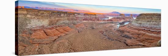 Usa, Utah, Glen Canyon National Recreation Area, Lake Powell, Gunsight Bay at Dusk from Romana Mesa-Alan Copson-Stretched Canvas