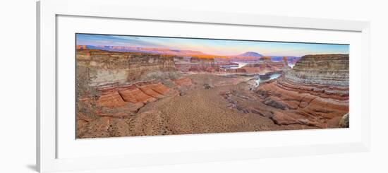 Usa, Utah, Glen Canyon National Recreation Area, Lake Powell, Gunsight Bay at Dusk from Romana Mesa-Alan Copson-Framed Photographic Print