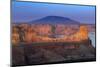 USA, Utah, Glen Canyon National Recreation Area. Sunset on Lake Powell and Navajo Mt.-Jaynes Gallery-Mounted Photographic Print