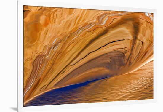 USA, Utah, Glen Canyon Nra. Abstract Cliff Reflection in Lake Powell-Jaynes Gallery-Framed Photographic Print