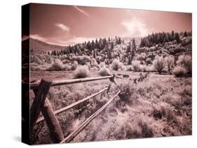 USA, Utah, Infrared of the Logan Pass area with long rail fence-Terry Eggers-Stretched Canvas