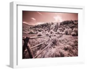 USA, Utah, Infrared of the Logan Pass area with long rail fence-Terry Eggers-Framed Photographic Print