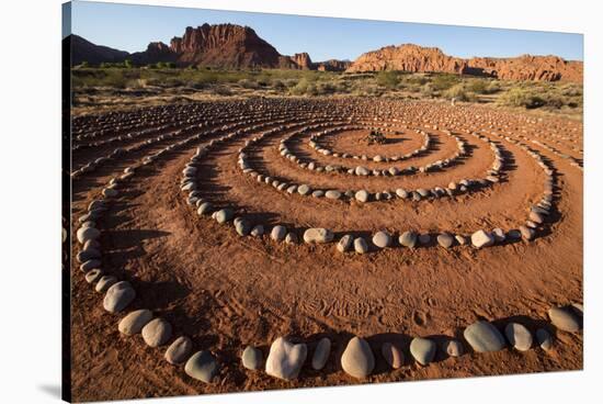 USA, Utah, Ivins, Red Mountain Resort, spiral meditation labyrinth. (PR)-Merrill Images-Stretched Canvas