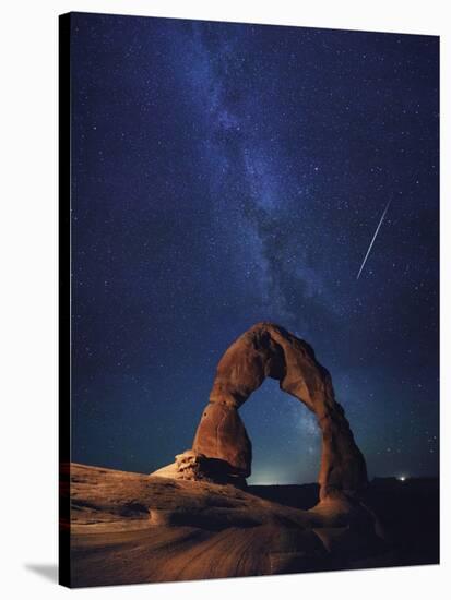 USA, Utah, Moab, Arches National Park, Delicate Arch and Milky Way-Michele Falzone-Stretched Canvas