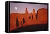 Usa, Utah, Monument Valley, Moon over Rock Formations-Grant Faint-Framed Stretched Canvas