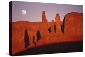 Usa, Utah, Monument Valley, Moon over Rock Formations-Grant Faint-Stretched Canvas