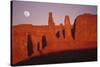 Usa, Utah, Monument Valley, Moon over Rock Formations-Grant Faint-Stretched Canvas