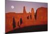Usa, Utah, Monument Valley, Moon over Rock Formations-Grant Faint-Mounted Photographic Print