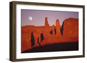 Usa, Utah, Monument Valley, Moon over Rock Formations-Grant Faint-Framed Photographic Print