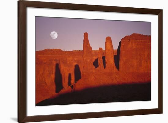 Usa, Utah, Monument Valley, Moon over Rock Formations-Grant Faint-Framed Photographic Print