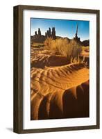 USA, Utah, Monument Valley. Totem Pole Formation and Sand Dunes-Jaynes Gallery-Framed Photographic Print