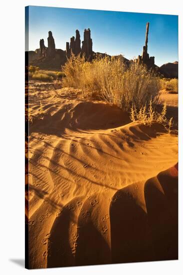 USA, Utah, Monument Valley. Totem Pole Formation and Sand Dunes-Jaynes Gallery-Stretched Canvas