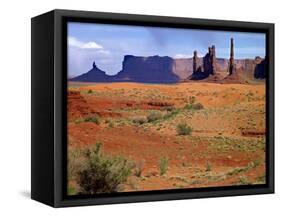 USA, Utah, Monument Valley. Totem Poles with a Sand Dune-Petr Bednarik-Framed Stretched Canvas